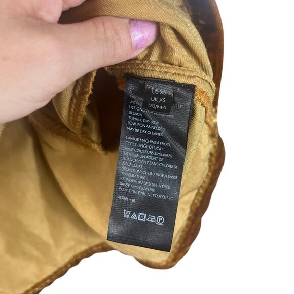 Free People Ivy Velvet Mini Dress Gold Rust XS Swing Flowy Cottage Boho Oversize - Picture 7 of 9